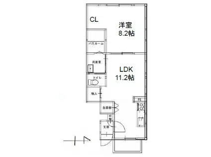 イムヌ・ア・ムール(1LDK/1階)の間取り写真
