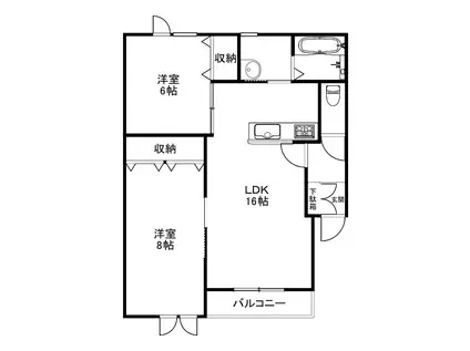新釧路町アパート(2LDK/1階)の間取り写真