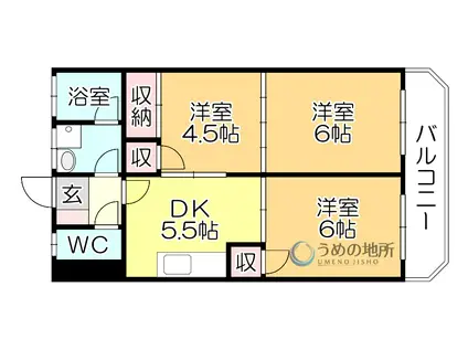 ベアコーポ光(3DK/3階)の間取り写真