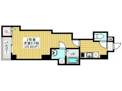 シャルム・ドゥ・プランドールII(1K/8階)の間取り写真