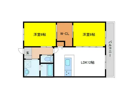 クレアールライフ奈良(2LDK/2階)の間取り写真