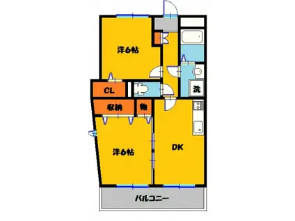 ヴィラ・クレセントA(2DK/2階)の間取り写真