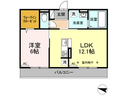 東北新幹線 盛岡駅 徒歩14分 3階建 築5年(1LDK/2階)の間取り写真