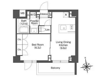 CONTRAL NAKAMEGURO コントラル中目黒(1LDK/2階)の間取り写真