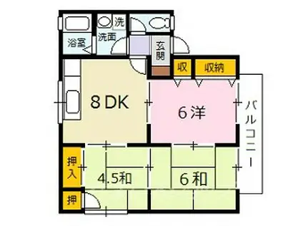 メゾン一刻I(3DK/1階)の間取り写真