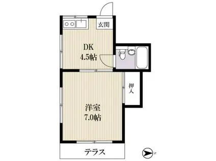 フジコーポ(1DK/1階)の間取り写真