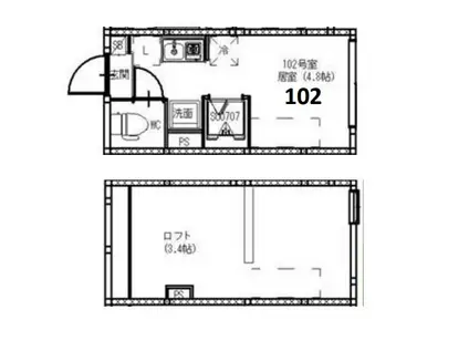 ハーモニーテラス東大泉III(ワンルーム/1階)の間取り写真