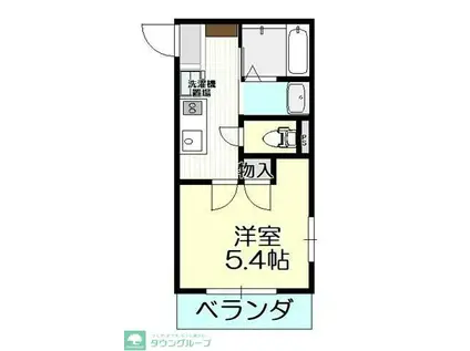 ウエストハイム東松山(1K/1階)の間取り写真