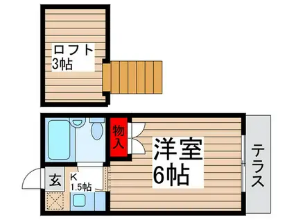 ホワイトヒルズ(1K/1階)の間取り写真