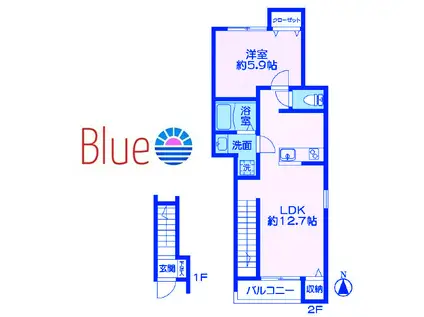 マ一レレジデンス風雅(1LDK/2階)の間取り写真