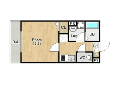 ジーメゾン川越仙波町(1K/1階)の間取り写真