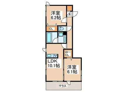 メゾンクレール(2LDK/1階)の間取り写真