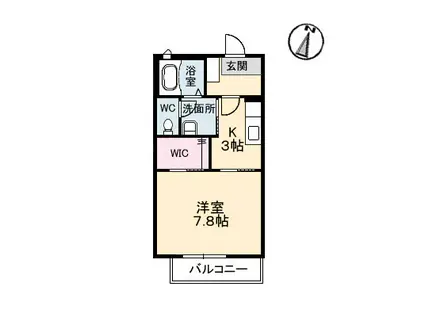 プランタンA・B棟 (1K/1階)の間取り写真