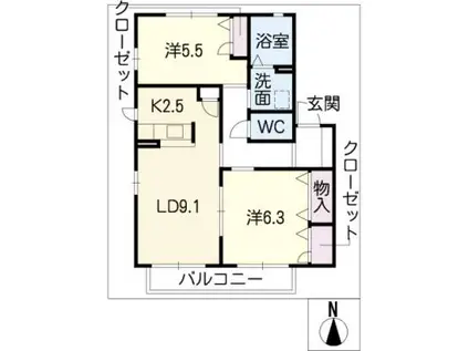 TSメゾン A棟(2LDK/1階)の間取り写真