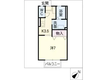 ジュネス原(1K/1階)の間取り写真