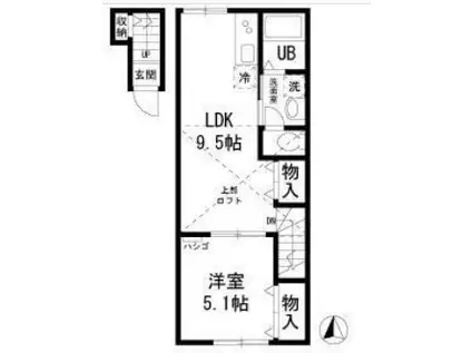 豊玉南2丁目アパート(1LDK/2階)の間取り写真