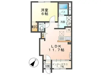 ソラティオ(1LDK/1階)の間取り写真