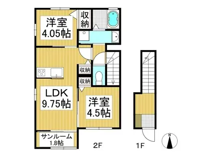 ウィズハイム千本柳(2LDK/2階)の間取り写真