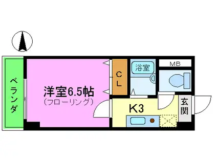 GREENPARKII(1K/3階)の間取り写真