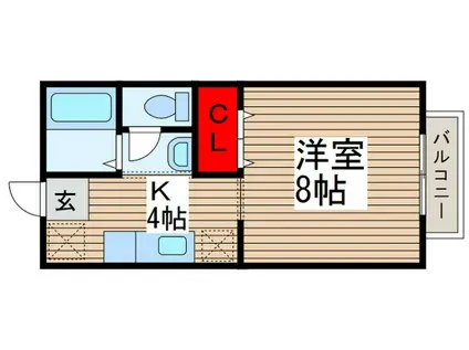 グランディールシーコB棟(1K/1階)の間取り写真