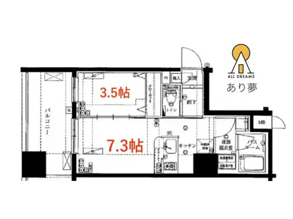 フェニックスヨコハマスクエア(1DK/9階)の間取り写真