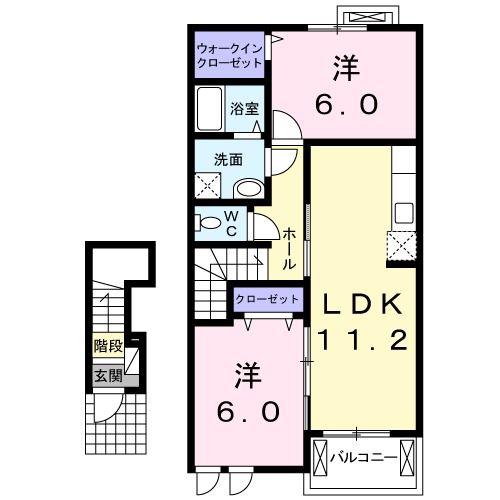 ル ラフィーネ(2LDK/2階)の間取り写真