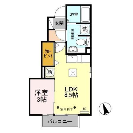 グリーン那須B(1LDK/1階)の間取り写真