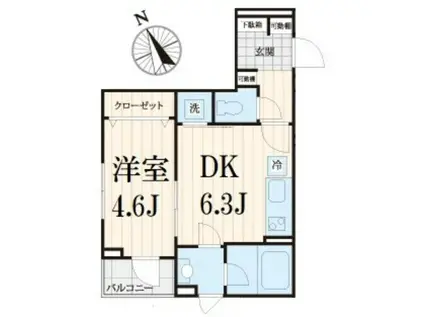 VERT CLAIR小竹向原(1DK/3階)の間取り写真