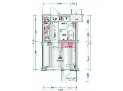 ユナイテッドグロー高田馬場(1K/2階)の間取り写真