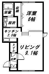 JR石北本線 南永山駅 徒歩17分 2階建 築21年(1LDK/1階)の間取り写真