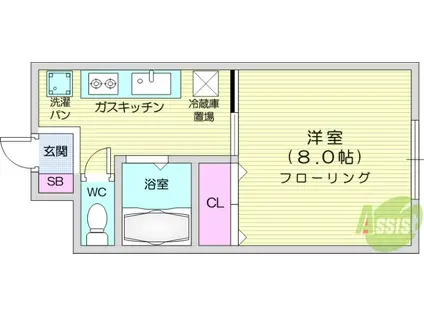 カーサ・フェリス(1K/2階)の間取り写真