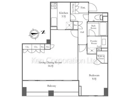 パルテール恵比寿(1LDK/6階)の間取り写真