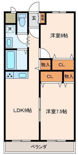 ベルメゾン蔦(2LDK/5階)の間取り写真