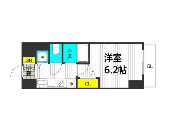 プレサンス堺筋本町フィリア(1K/7階)の間取り写真