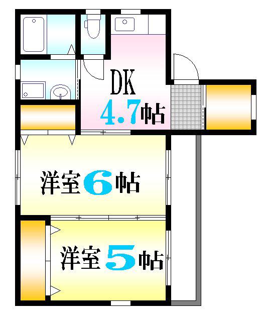 アイランドビル22(2K/1階)の間取り写真