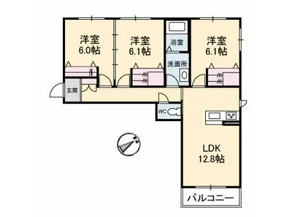 ルピナス・KIII(3LDK/1階)の間取り写真