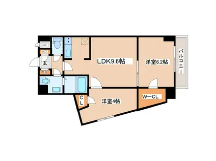 しゃとれ梅田町(2LDK/6階)の間取り写真