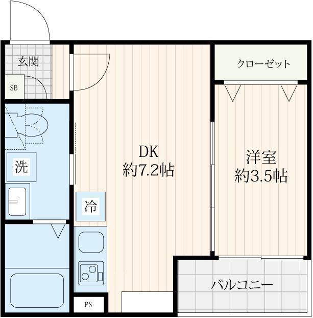 ミアナコート玉川学園(1DK/1階)の間取り写真