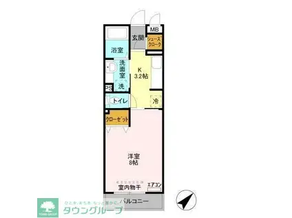 ラフィシア(1K/2階)の間取り写真