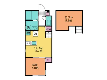 アルテミスXI(1LDK/1階)の間取り写真