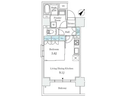 サンライズ茅場町(1LDK/2階)の間取り写真