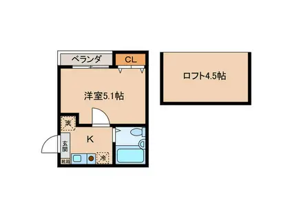 コム.エスパシオ若宮(1K/2階)の間取り写真