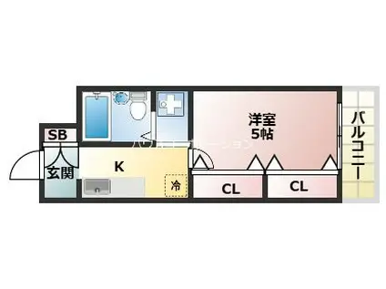 ヴィラージュ塚口(1K/2階)の間取り写真