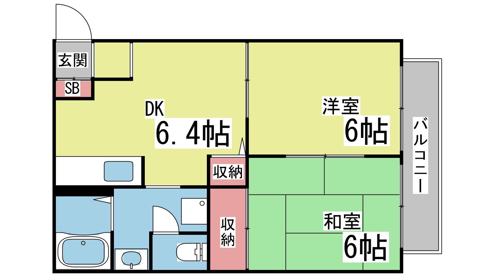 セフィラ西灘(2DK/2階)の間取り写真