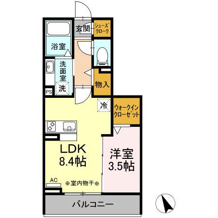 PRATIQUE(1LDK/2階)の間取り写真