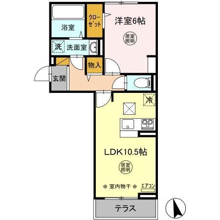 エースコート III(1LDK/1階)の間取り写真