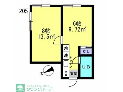 ミレーヌ南生田(2K/2階)の間取り写真