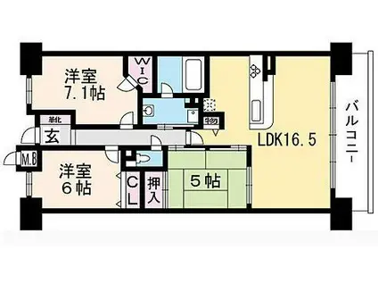 パデシオン南草津駅前(3LDK/11階)の間取り写真
