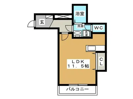 エクレール松ヶ枝(ワンルーム/1階)の間取り写真