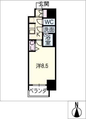 プレサンス大曽根駅前ファースト(1K/2階)の間取り写真